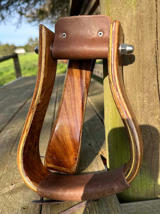 Stirrups - Angled Mahogany Wooden Stirrups