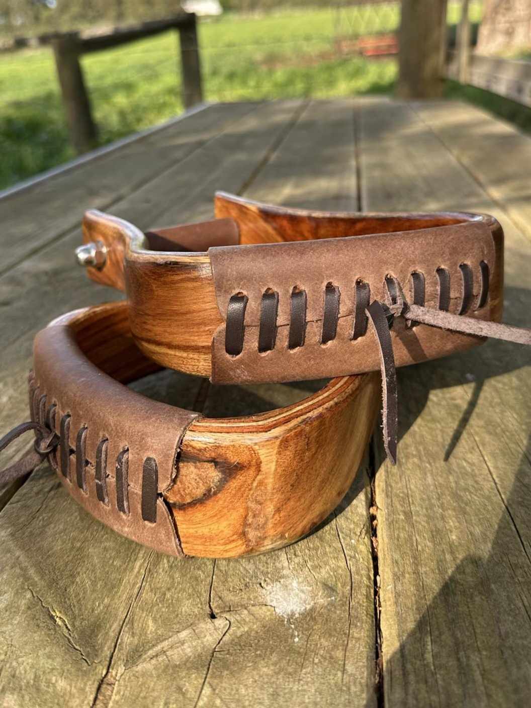 Stirrups - Angled Mahogany Wooden Stirrups