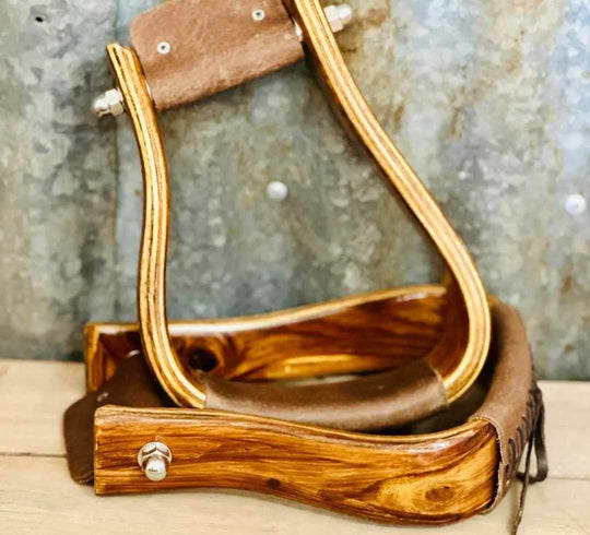 Stirrups - Angled Mahogany Wooden Stirrups