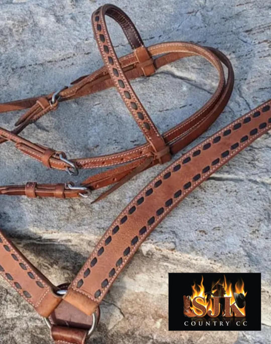 Western Tack Set - Browband  Harness leather Bridle & Breastcollar Set