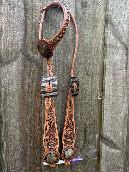 Western Tack Set - One ear Daisy Leather Bridle & Breastcollar Set
