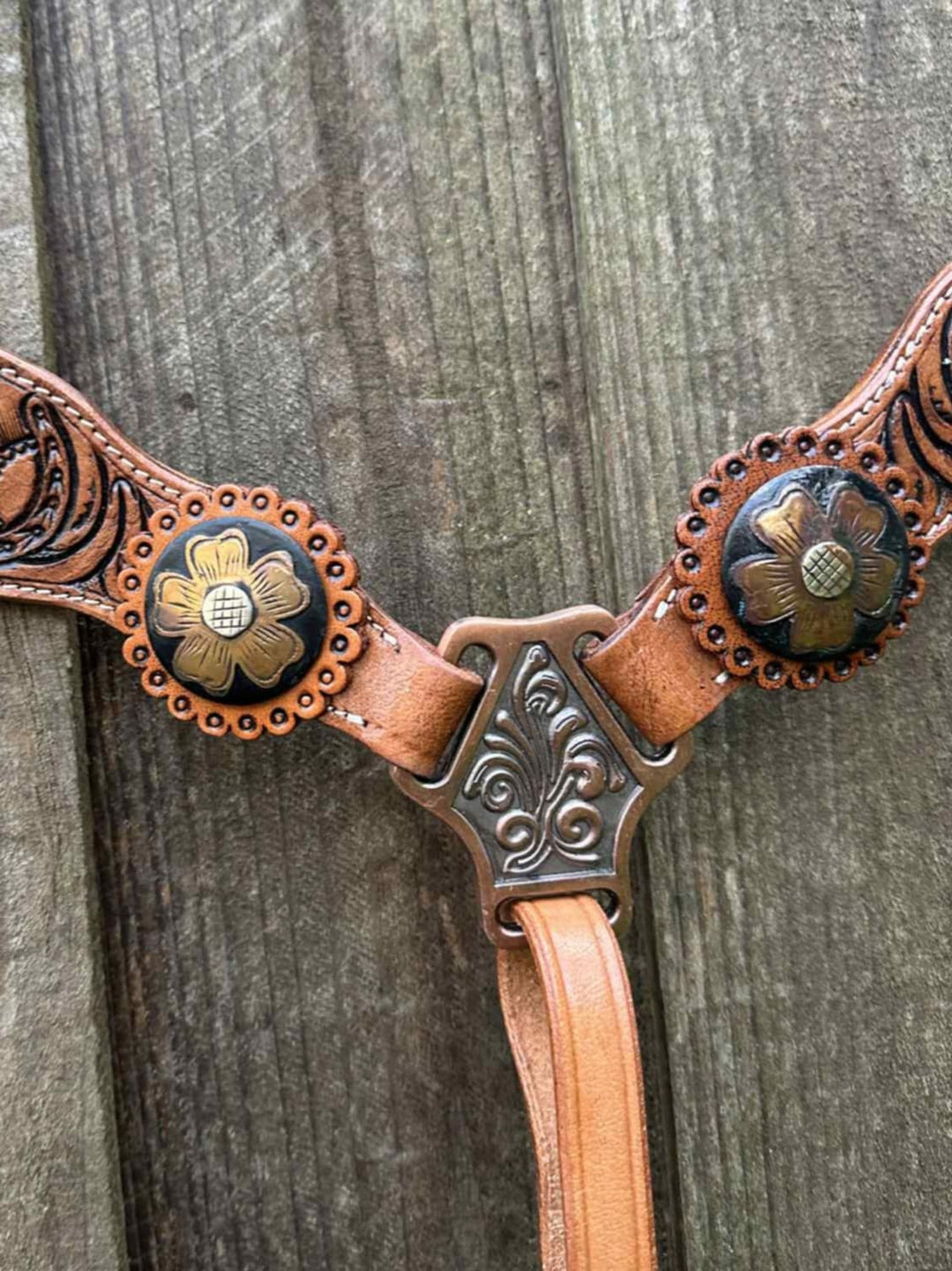 Western Tack Set - One ear Daisy Leather Bridle & Breastcollar Set