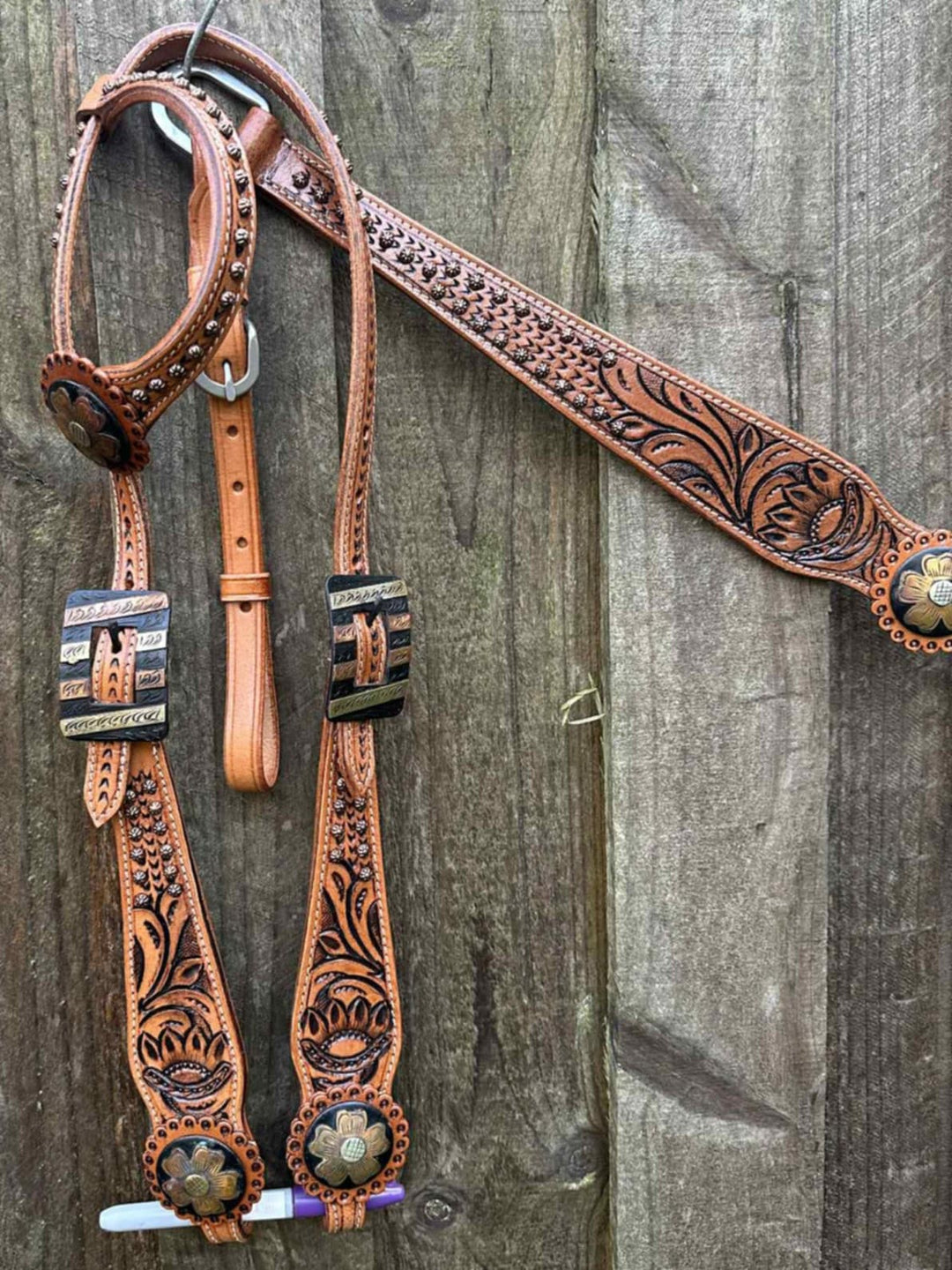 Western Tack Set - One ear Daisy Leather Bridle & Breastcollar Set