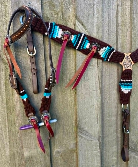 Western Tack Set - PONY Mohair One Ear Bridle and Matching Breastplate