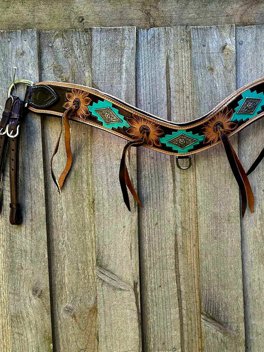 Western Tack Set - Browband Leather Bridle & Tripping Breastcollar Tack Set