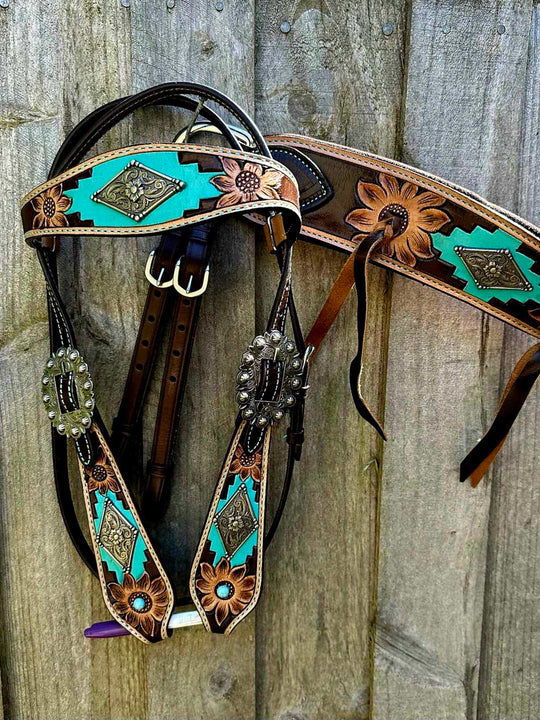 Western Tack Set - Browband Leather Bridle & Tripping Breastcollar Tack Set
