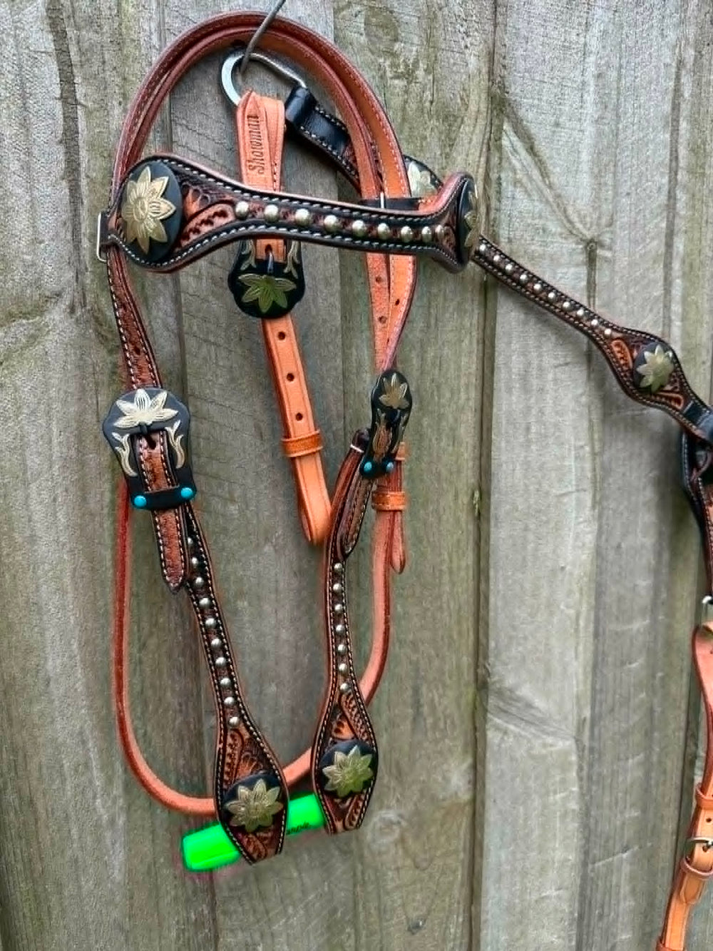 Western Tack Set - Browband Floral  Leather Bridle & Breastcollar