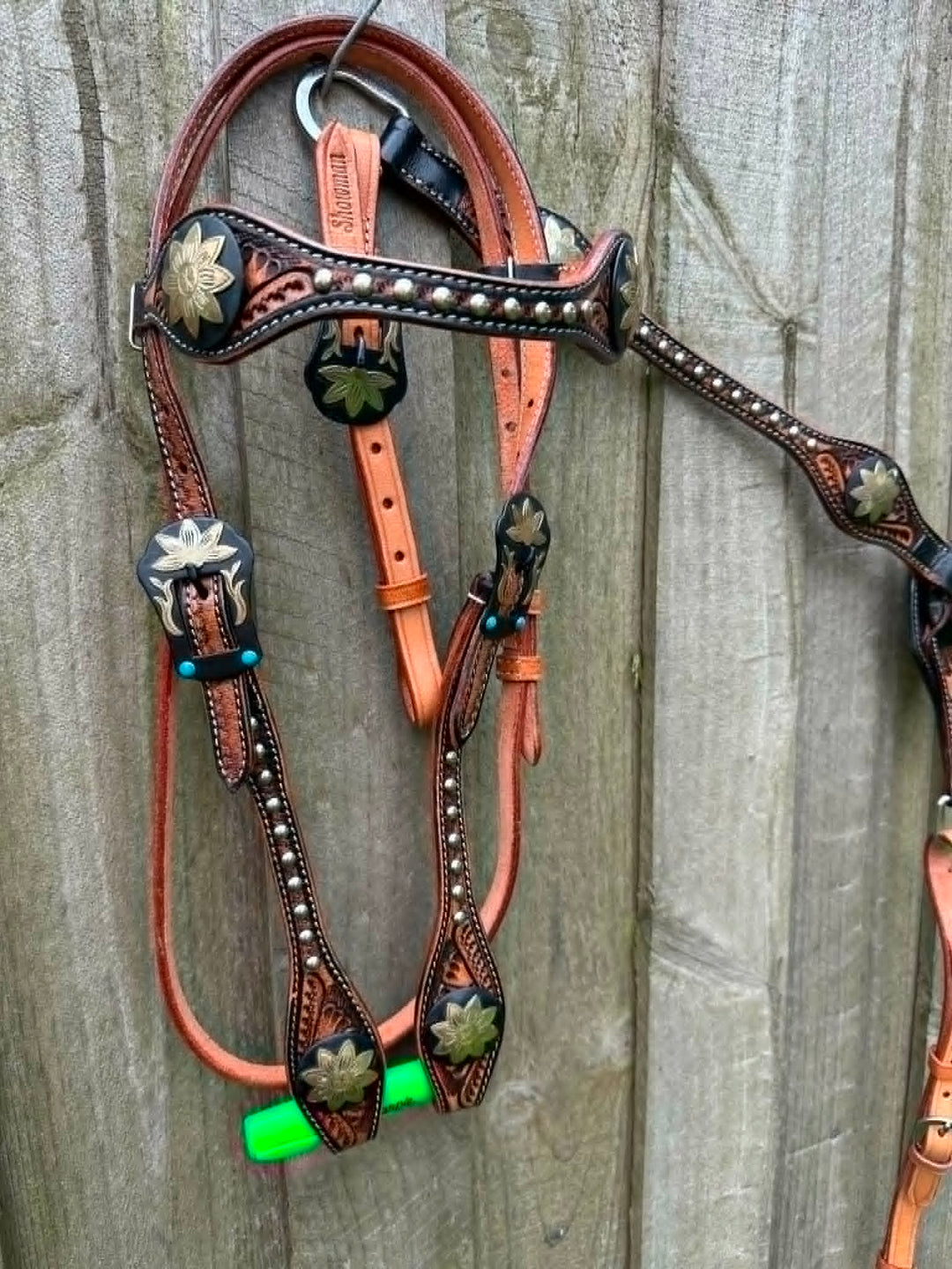 Western Tack Set - Browband Floral  Leather Bridle & Breastcollar