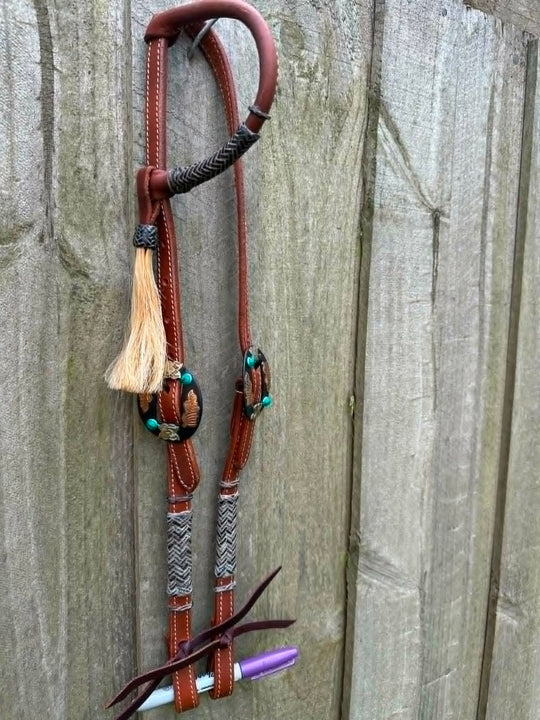 Western Bridle - One Ear with Rawhide Detail