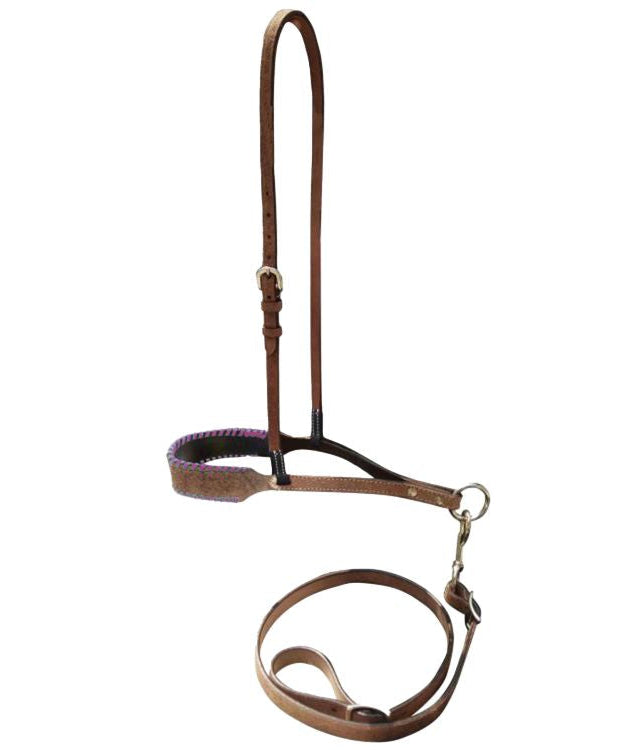 Noseband - Laced leather noseband  - Pink