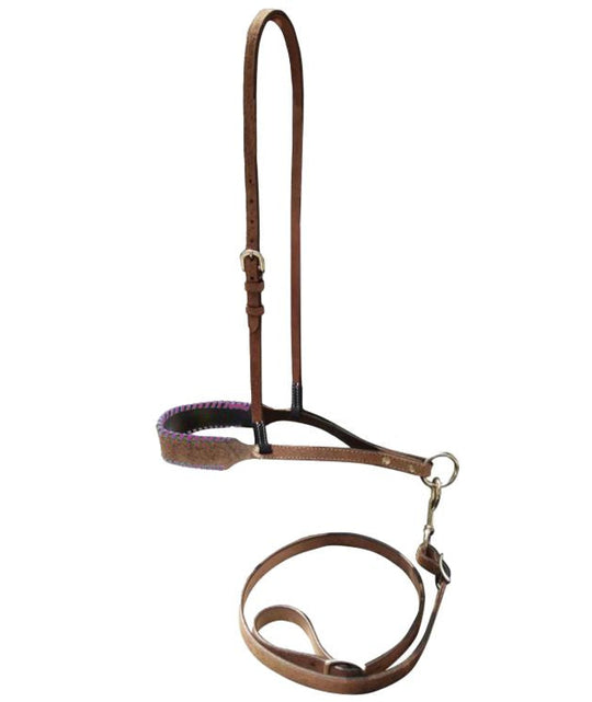 Noseband - Laced leather noseband  - Pink