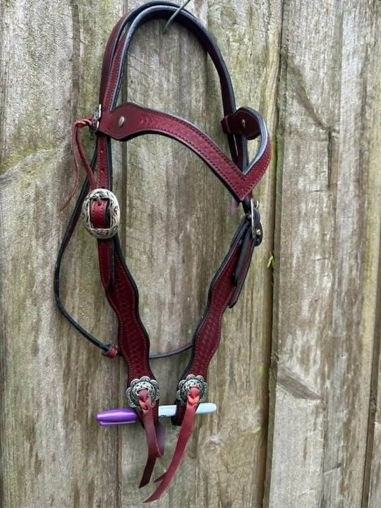 Western Bridle V Browband Mahogany