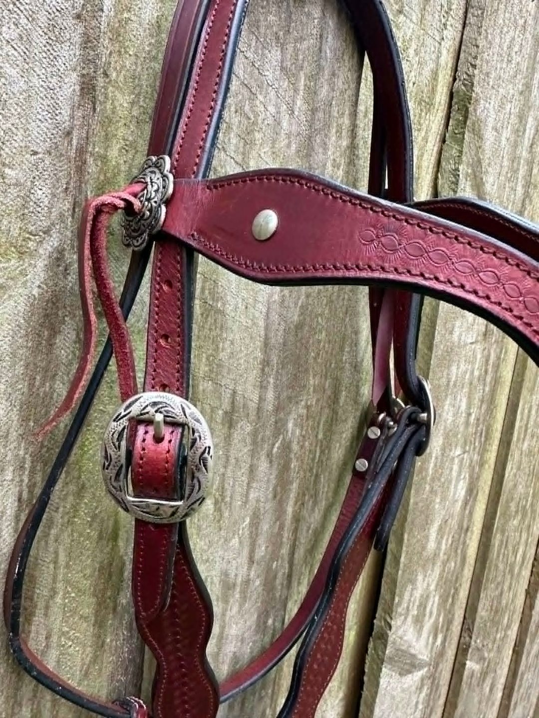 Western Bridle V Browband Mahogany