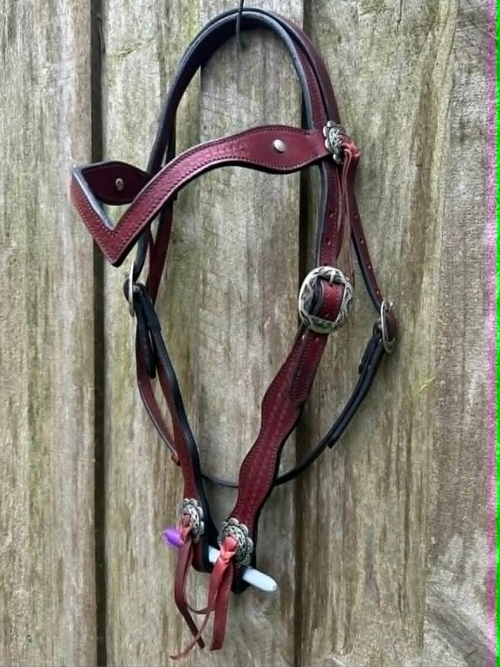 Western Bridle V Browband Mahogany
