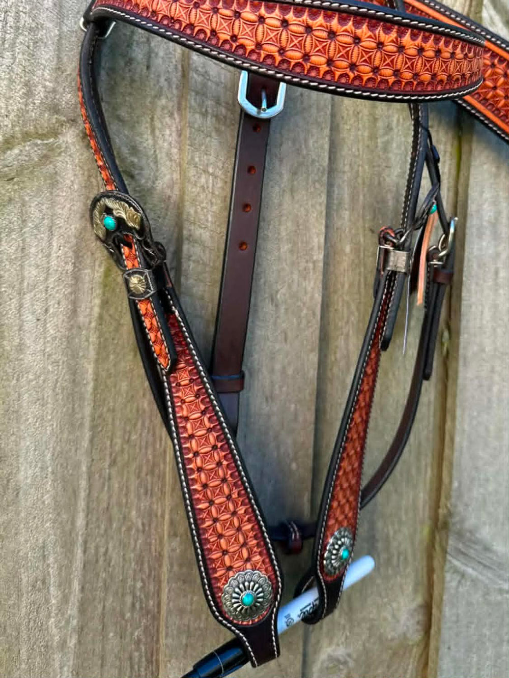 Western Tack Set Bridle & Breastplate Tooled  Contour