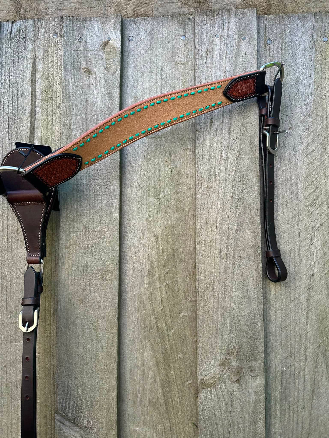 Breastcollar - Breastplate Ranch Style Turquiose Buckstitch