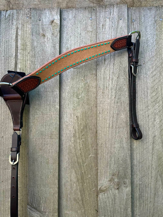 Breastcollar - Breastplate Ranch Style Turquiose Buckstitch