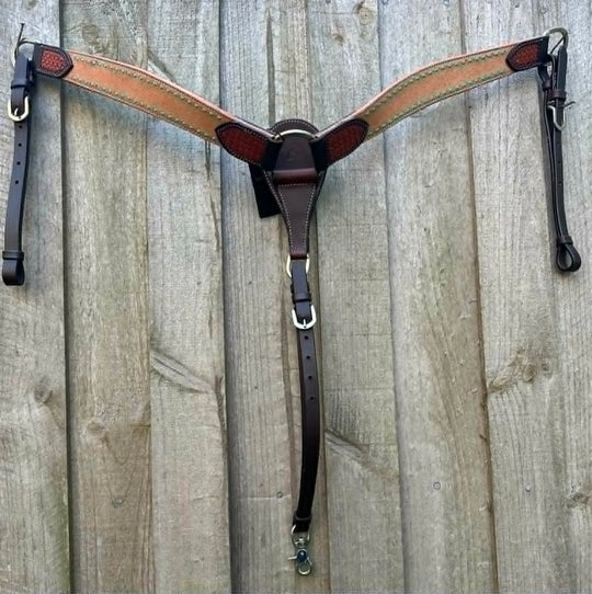 Breastcollar - Breastplate Ranch Style Turquiose Buckstitch