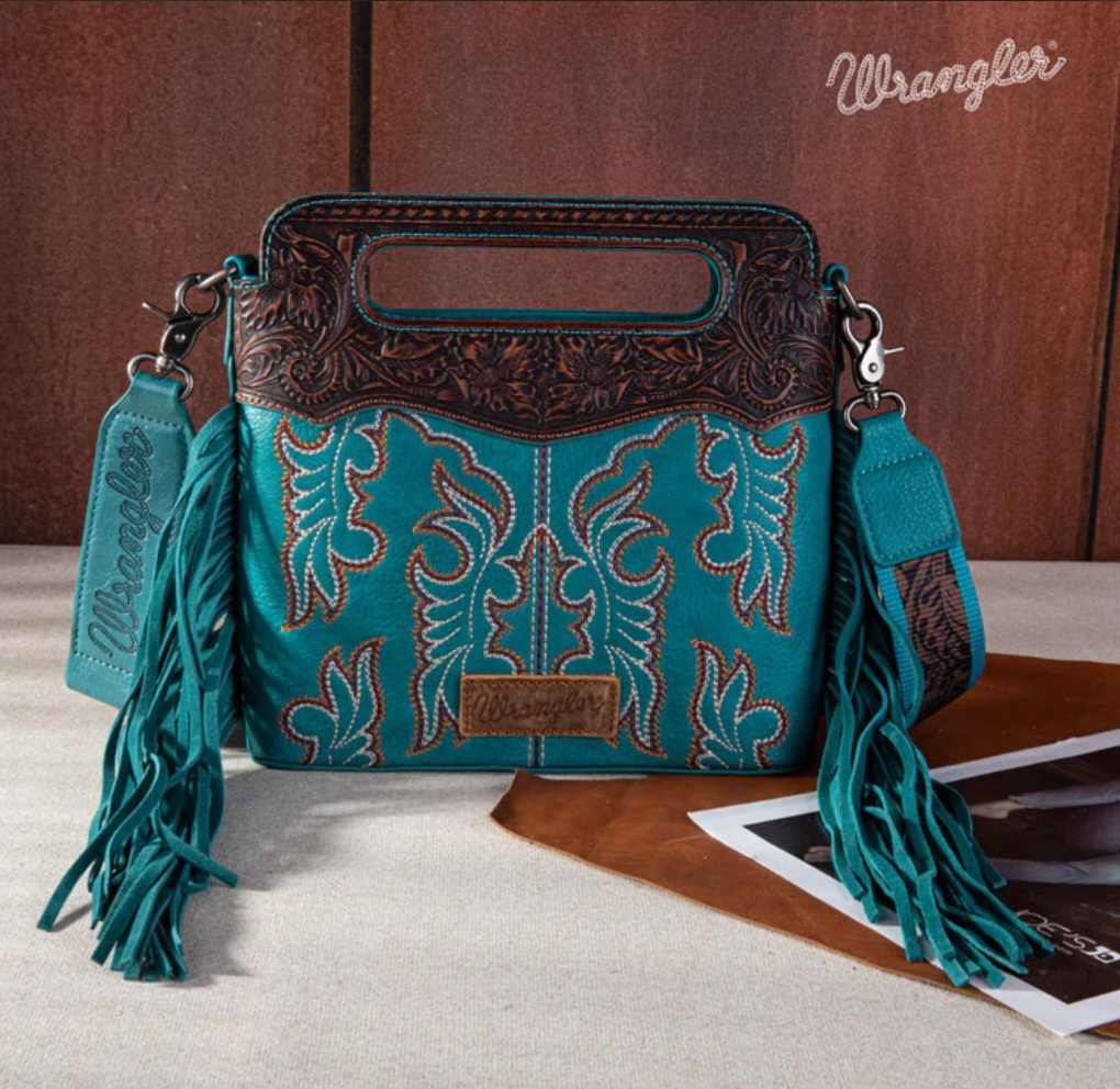 Wrangler Western Crossbody Tote Handbag Turquoise – SJK Country