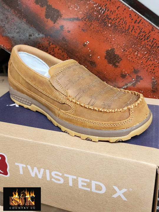 Twisted x Cell Stretch Casual Leather Driving Mocs Western Shoes Barbwire