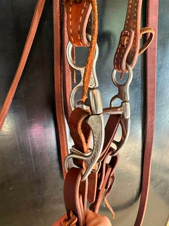 Western One Ear Bridle, Bit and Reins Large Pony  - Pre Owned