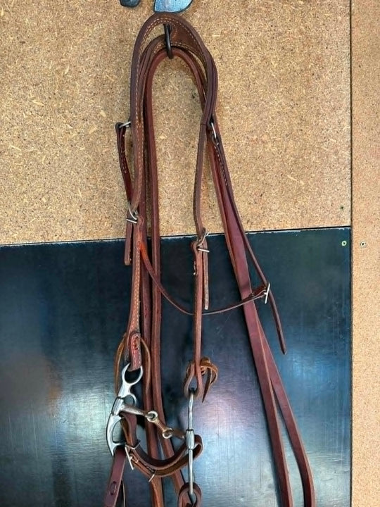 Western One Ear Bridle, Bit and Reins Large Pony  - Pre Owned