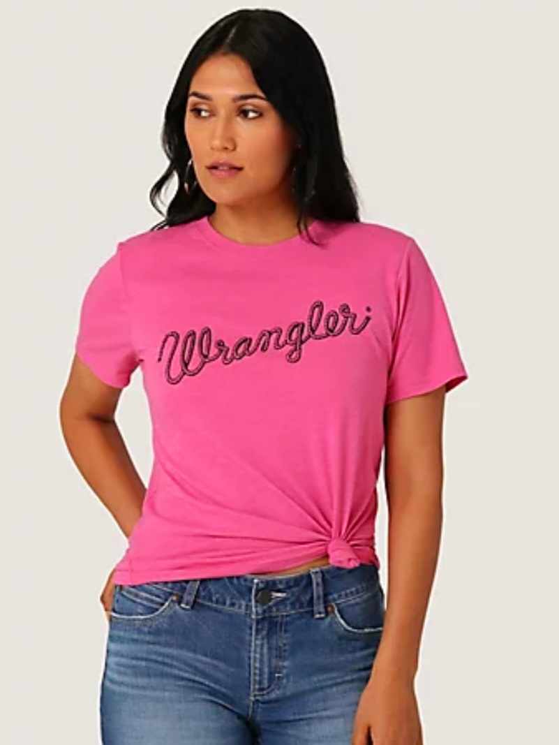 Wrangler PINK Lasso Logo Tee Shirt Top