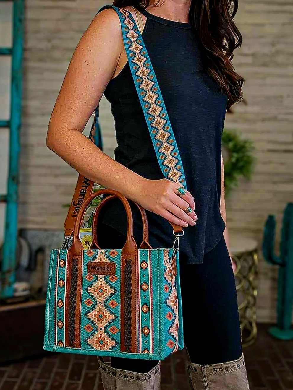 Wrangler Western Talia Crossbody Tote Handbag Black