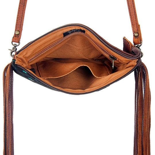 American Darling Genuine Turquoise Acid Wash Hide, Leather CrossBody