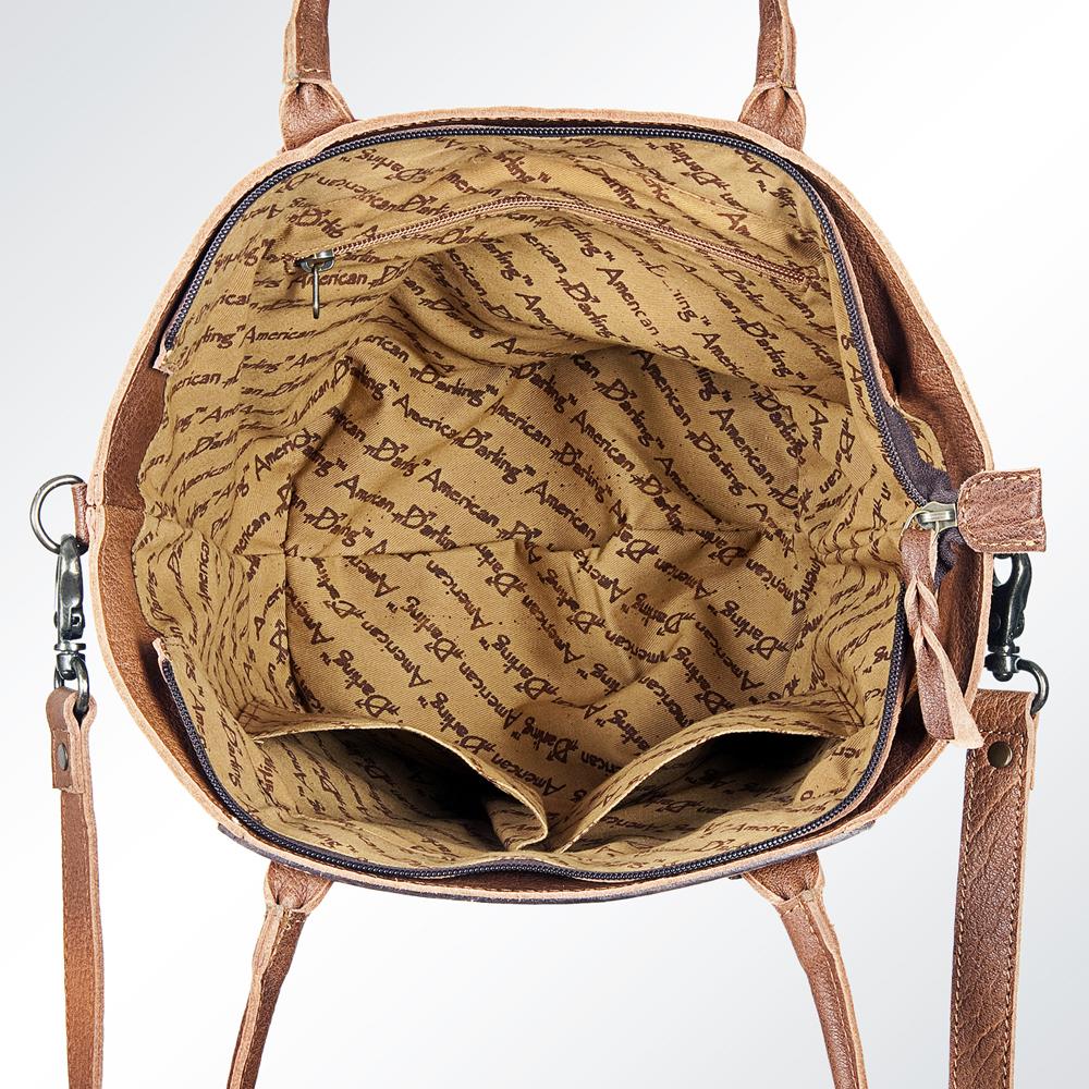 American Darling Genuine Tooled Sunflower Leather and Hide Tote