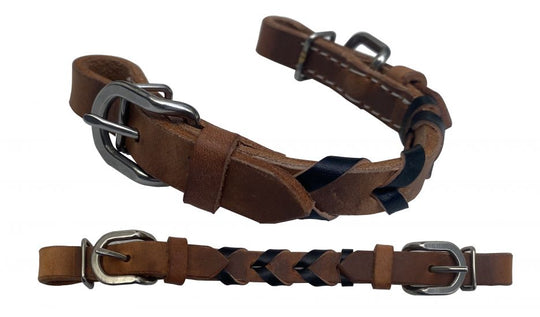 Curb Strap - ® braided leather curb strap with buckles