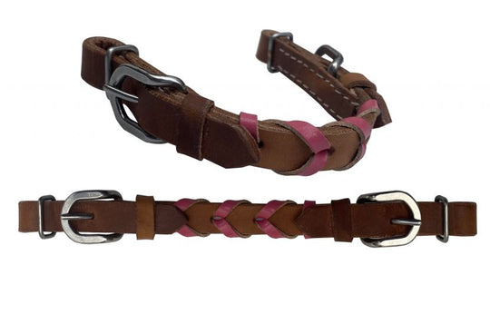 Curb Strap - ® braided leather curb strap with buckles