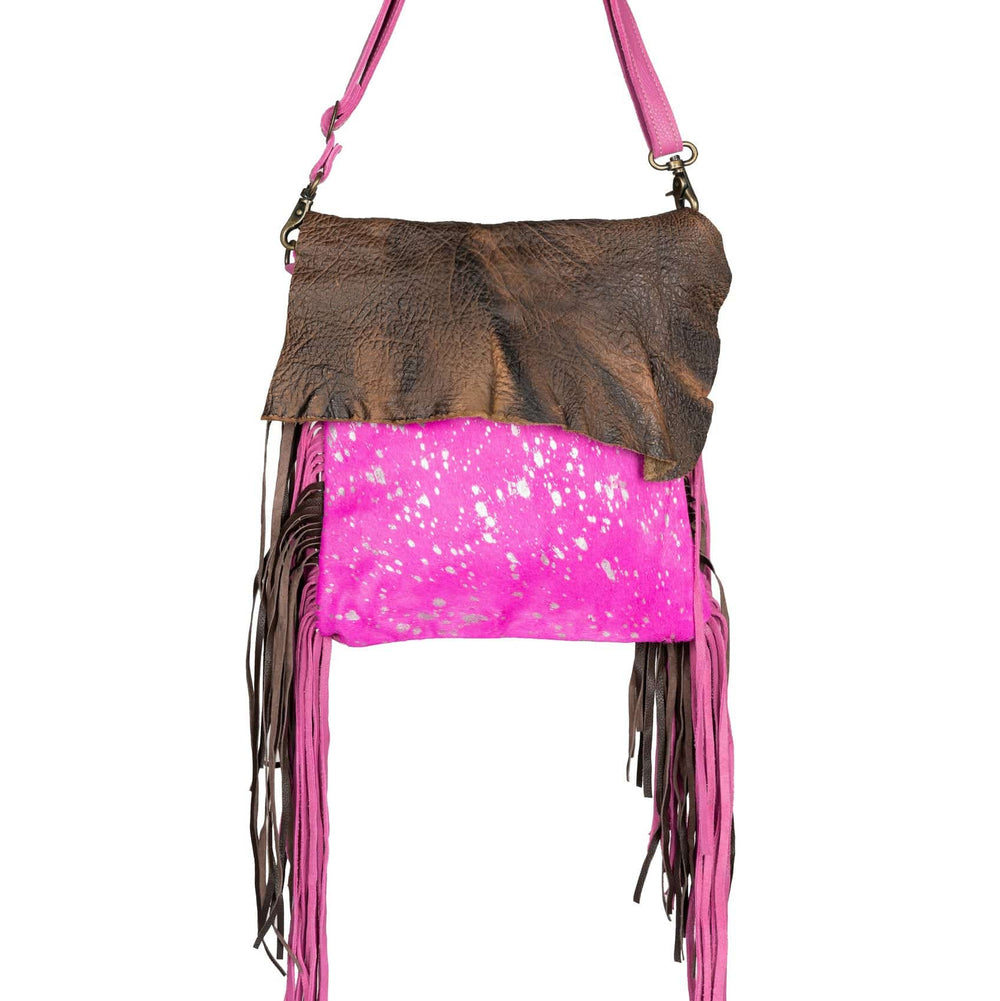 Western Hide & Leather Pink Acid Wash Crossbody