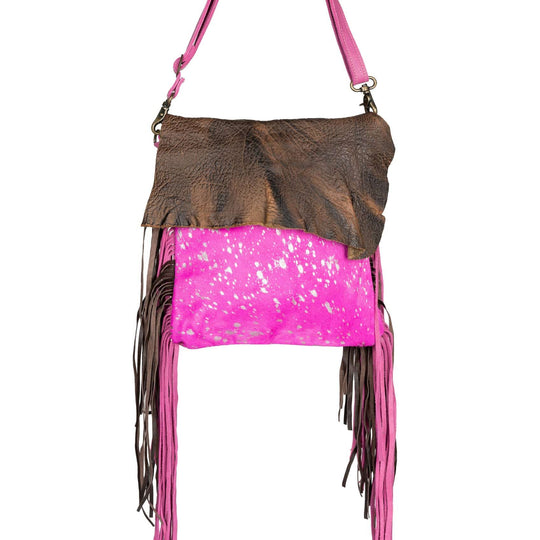 Western Hide & Leather Pink Acid Wash Crossbody