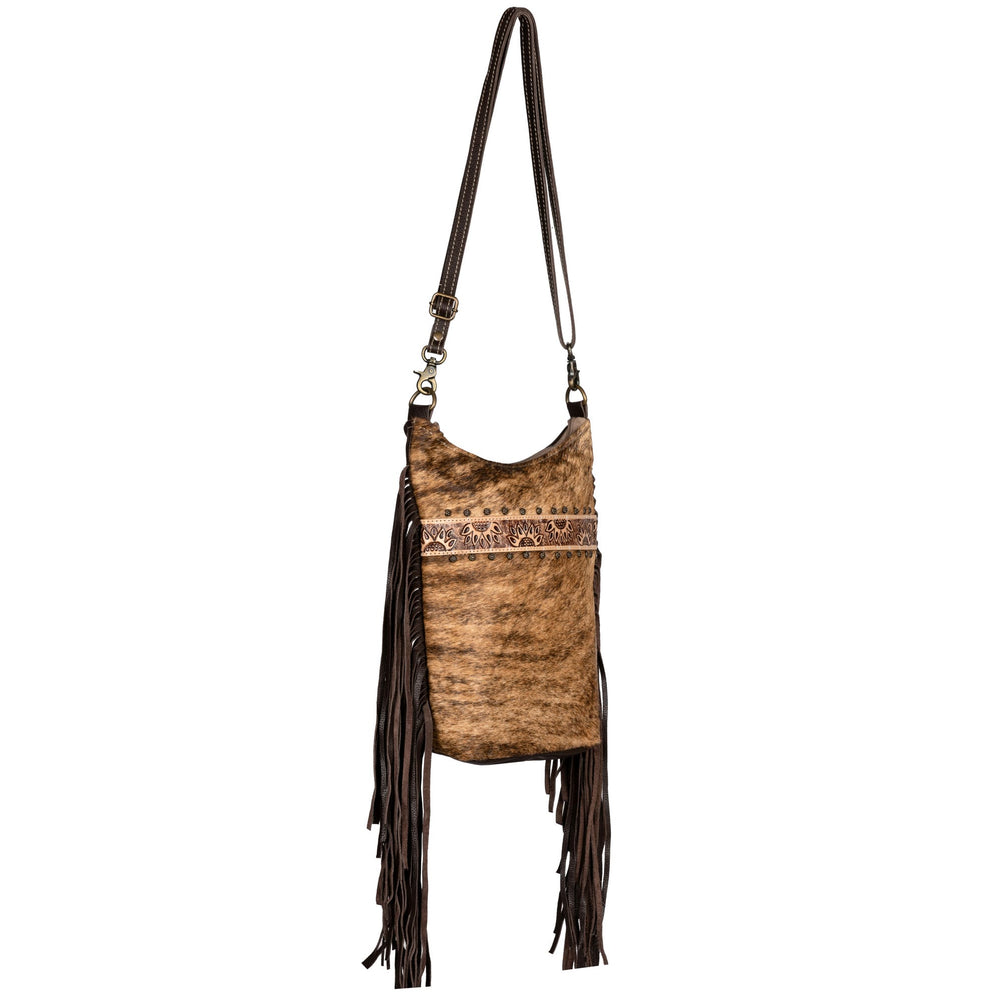Western Hide & Leather Genuine Tooled Sunflowe Crossbody