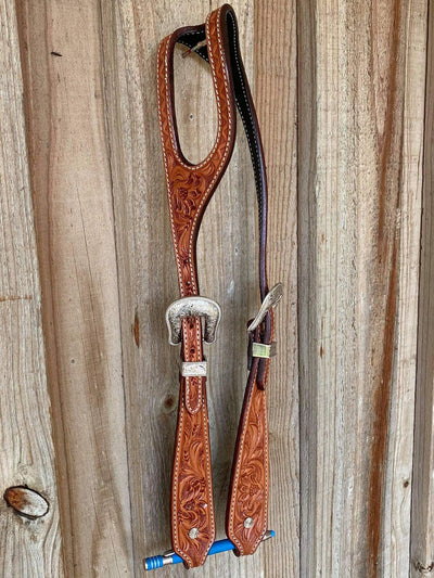 Western Bridle One Ear Tooled Leather  Western Show Bridle/ Headstall