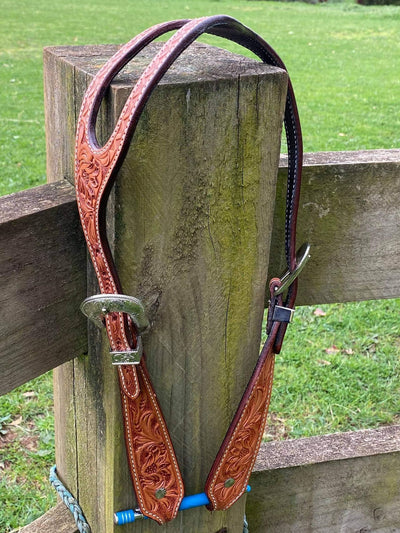 Western Bridle One Ear Tooled Leather  Western Show Bridle/ Headstall