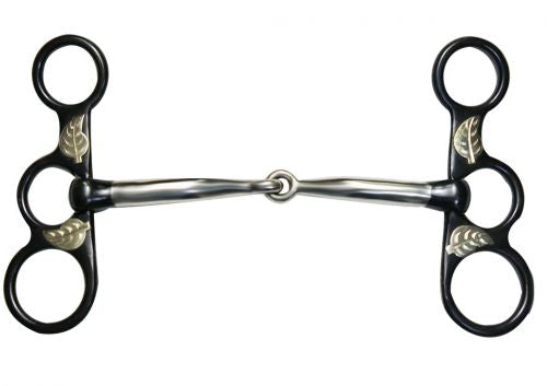 Bits - Black Steel bit with engraved oak leaf accents Black Steel 5.25"