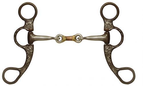 Bit - Engraved antique brown steel bit with dogbone center