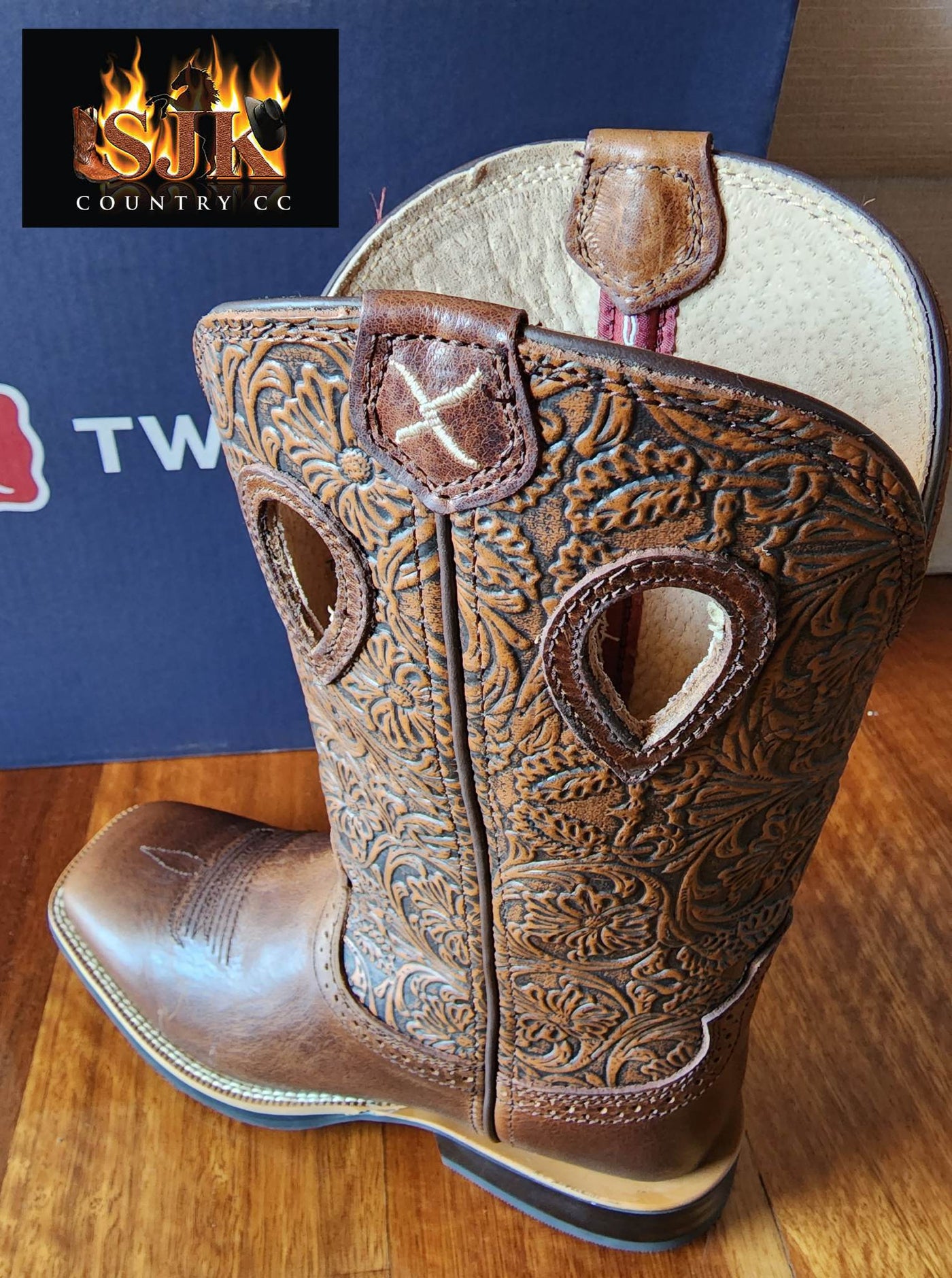 Twisted X Ruff Stock Embossed Western Cowboy Boots Size 7 C