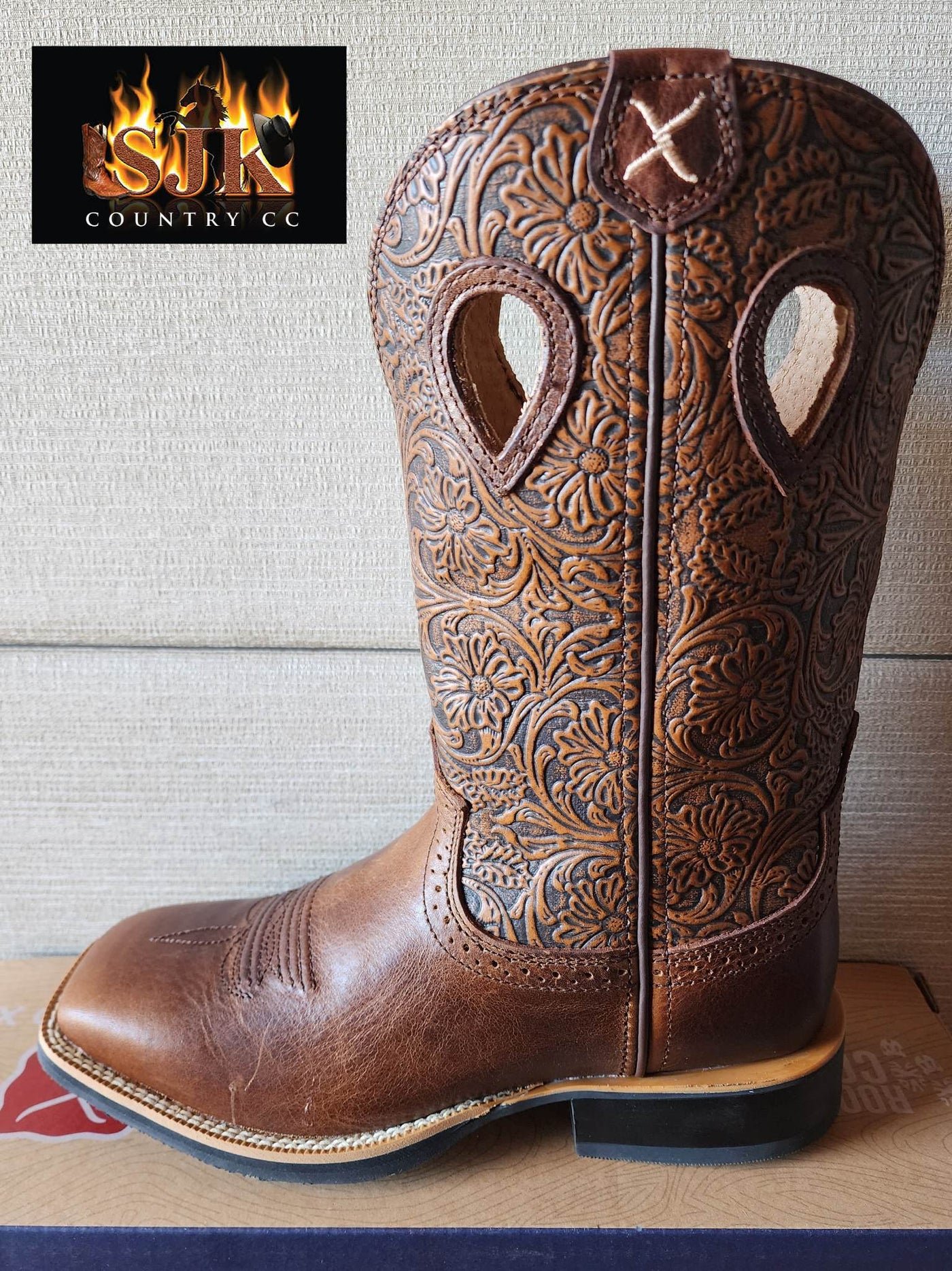 Twisted X Ruff Stock Embossed Western Cowboy Boots Size 7 C