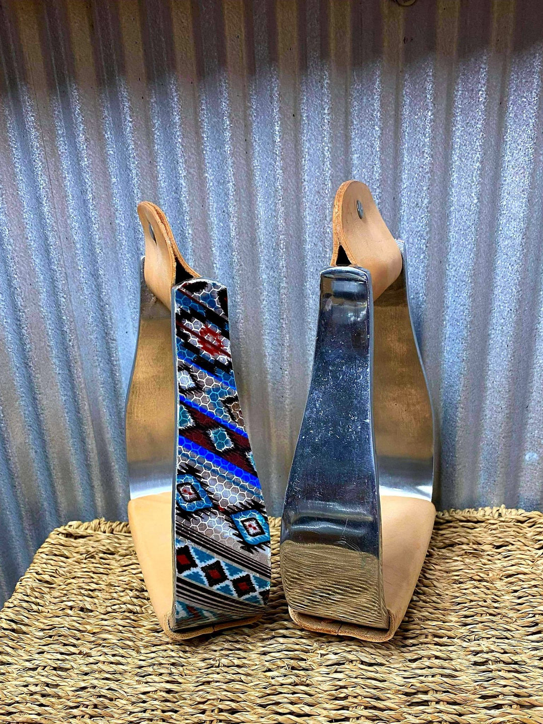 Stirrups - ®   Shimmering Navajo print stirrup