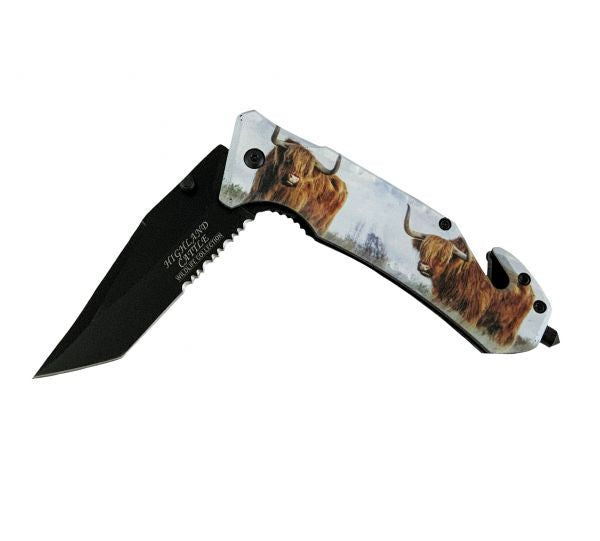 Knive - Highland Cattle Print Pocket Knife Tactical