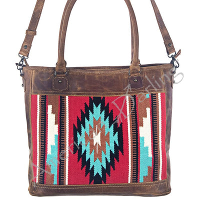 American Darling Genuine Tooled Leather and Saddle Blanket TOTE