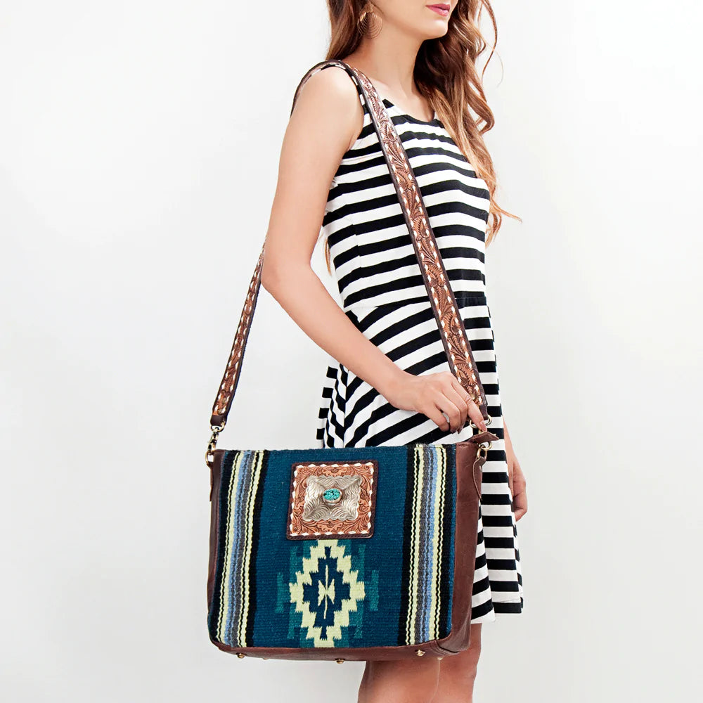 American Darling Leather & Wool Saddle Blanket Bag Crossbody