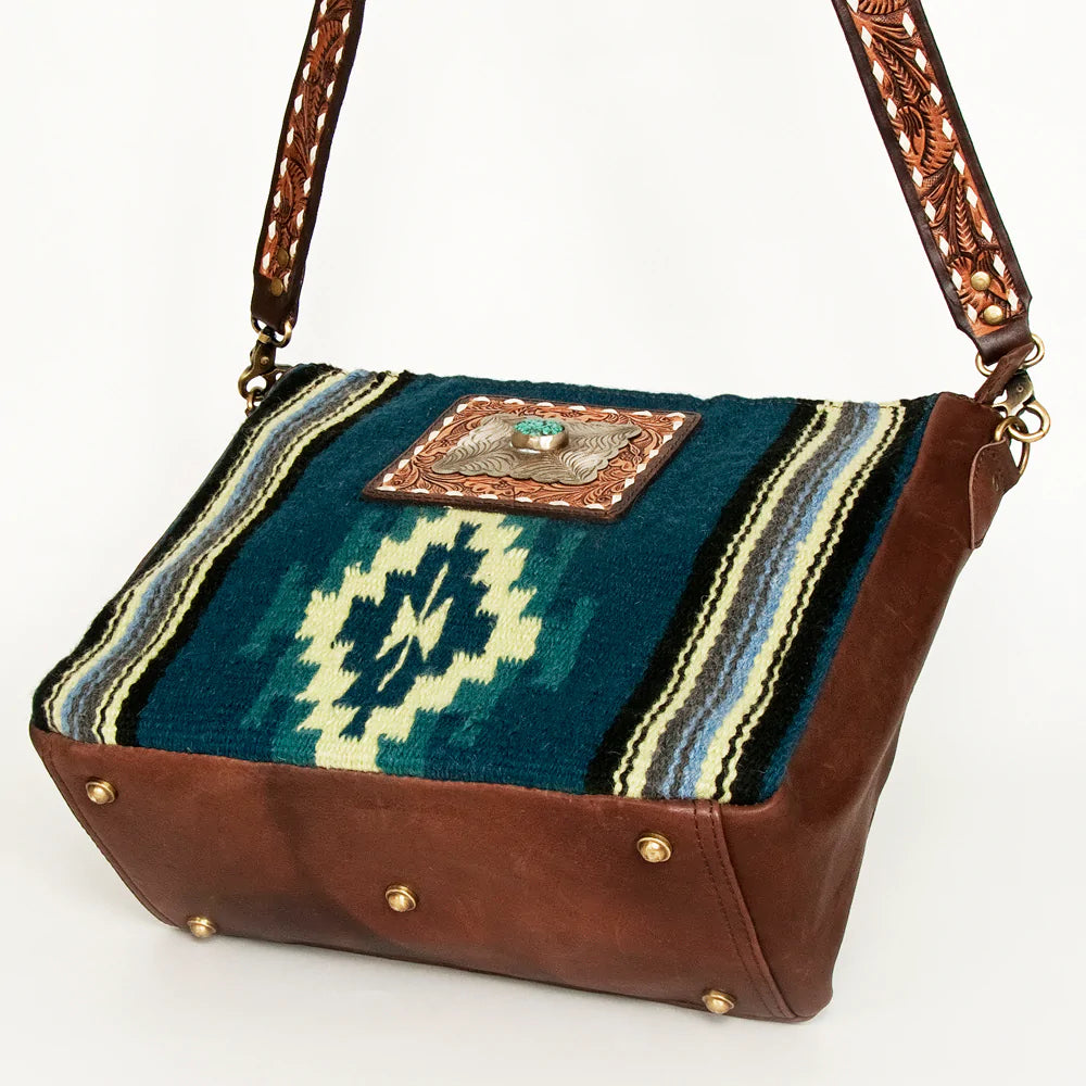 American Darling Leather & Wool Saddle Blanket Bag Crossbody