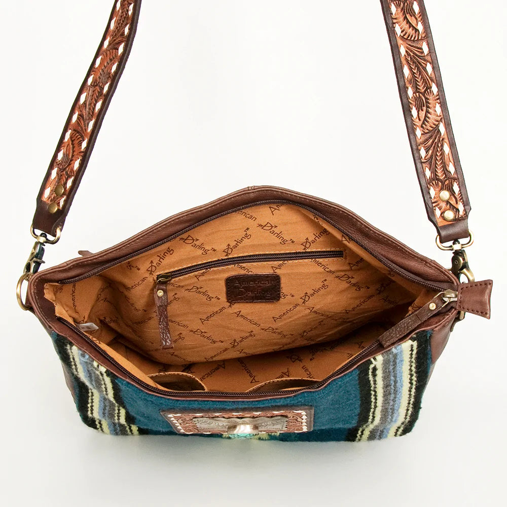 American Darling Leather & Wool Saddle Blanket Bag Crossbody