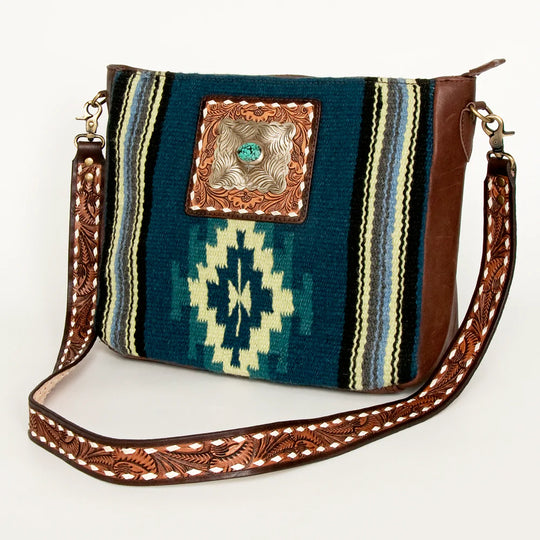 American Darling Leather & Wool Saddle Blanket Bag Crossbody