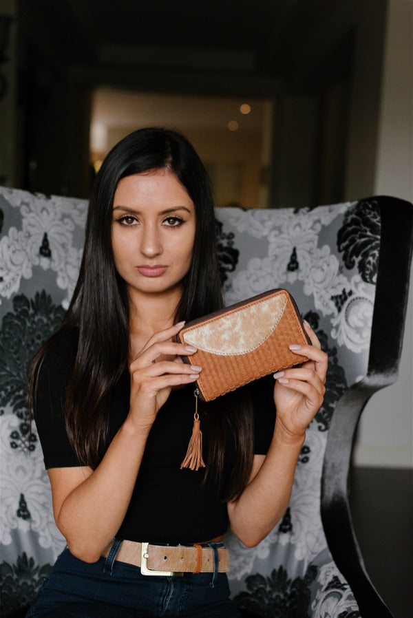 Western Hide & Leather Acid Wash Cowhide Wallet
