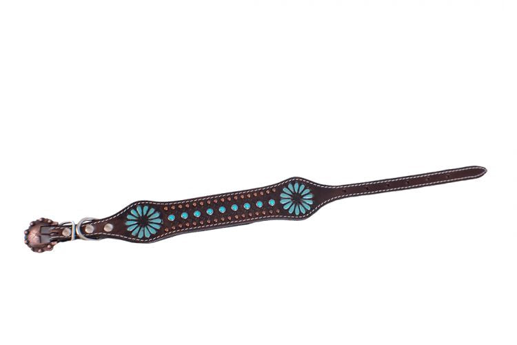 Couture ™ Genuine leather dog collar with a beaded inlay Small